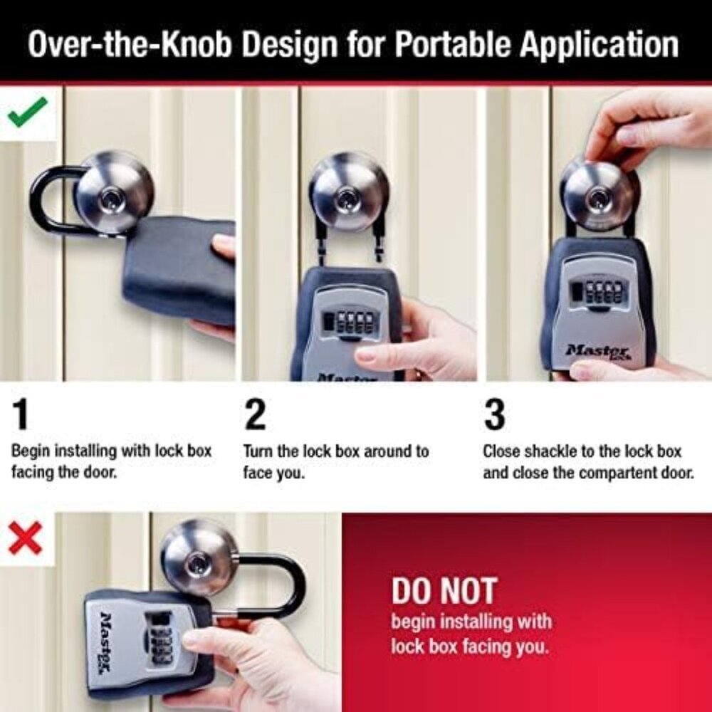 Key Lock Box, Outdoor Lock Box for House Keys, Portable Combination Lockbox Rese - Picture 5 of 10